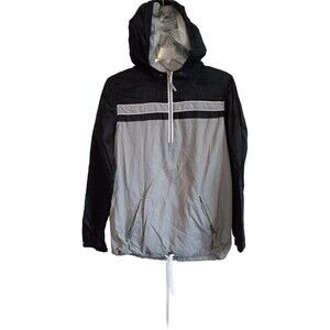 Zine grey and black hooded active wear windbreaker pull‎ over